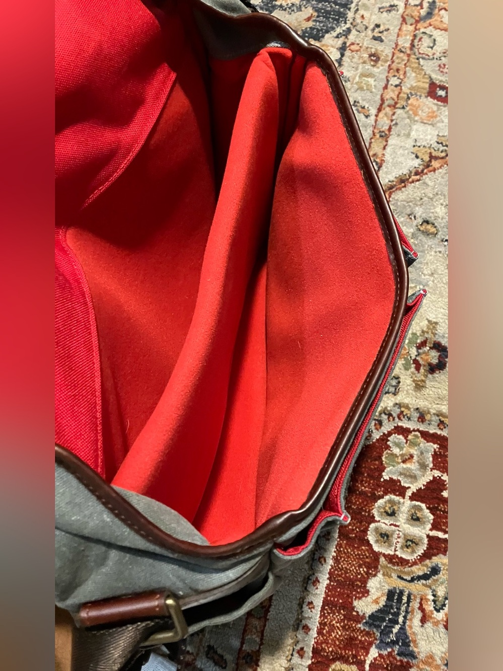 Ona Brixton Camera Bag Waxed Canvas Red Interior Rare - Picture 10 of 11